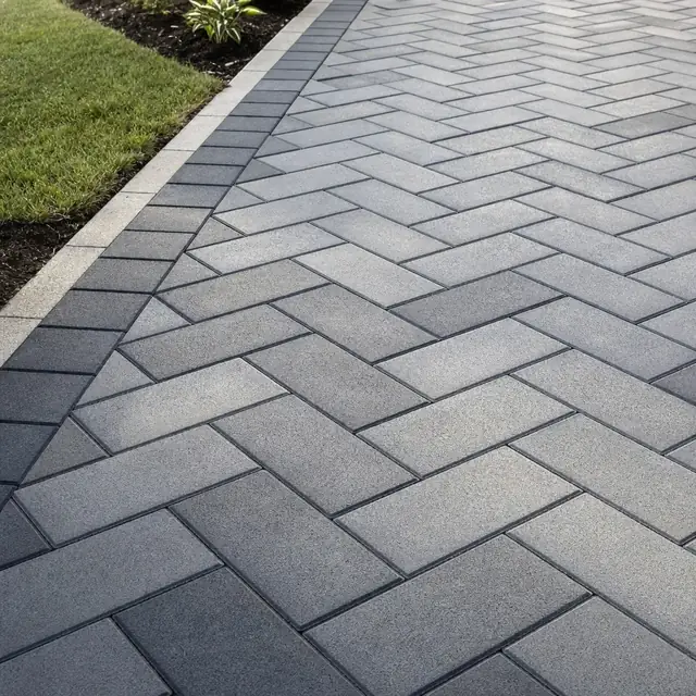 A newly laid block paving driveway in Cardiff
