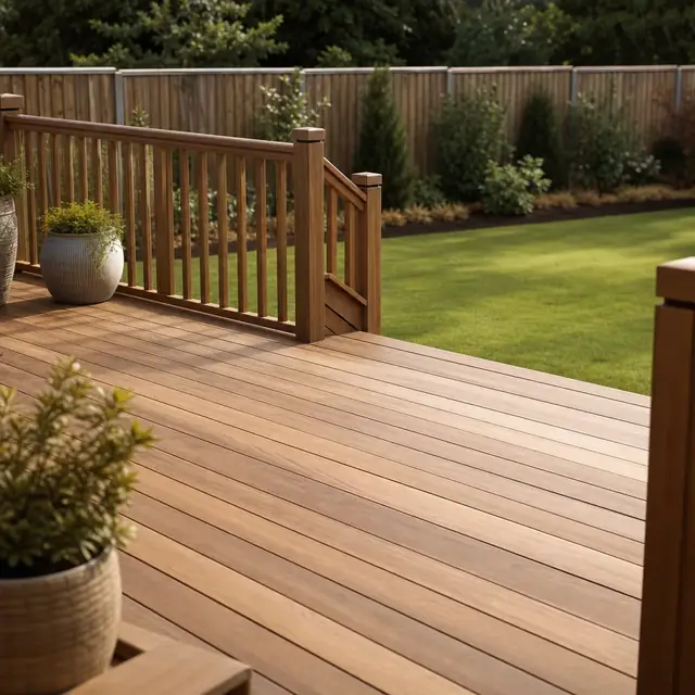 A composite decking area in a Cardiff garden