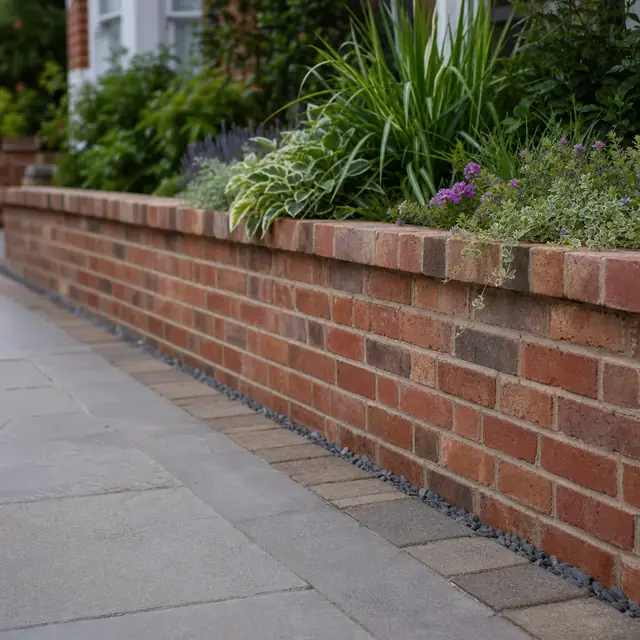 A newly built brick garden wall in Cardiff