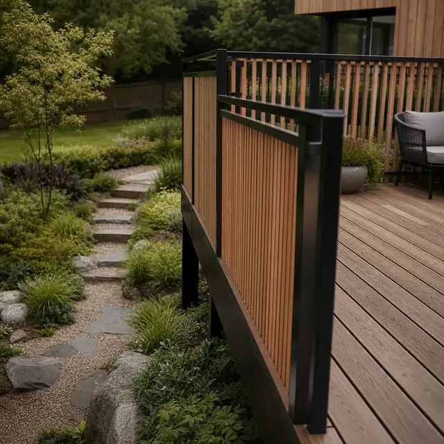 With balustrade decking in Cardiff